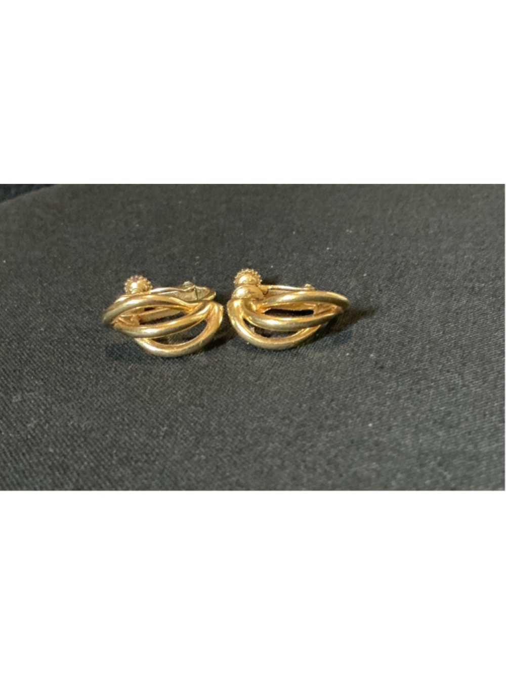 Vintage Signed Napier Gold Tone Triple Strand Loop Clip On Screw Back Earrings.